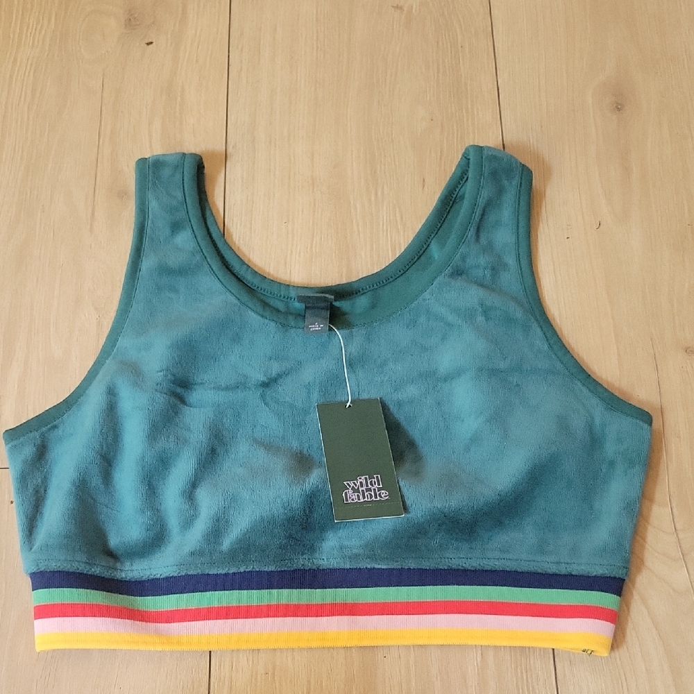 Wild Fable Green Tank Top with Colorful Stripe